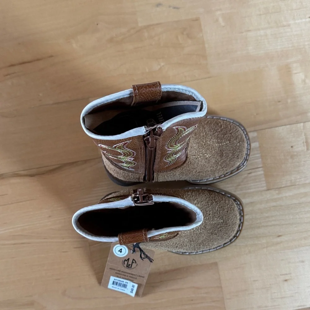 Baby Girl Brown Leather Cowboy Boots - Picture 2 of 4